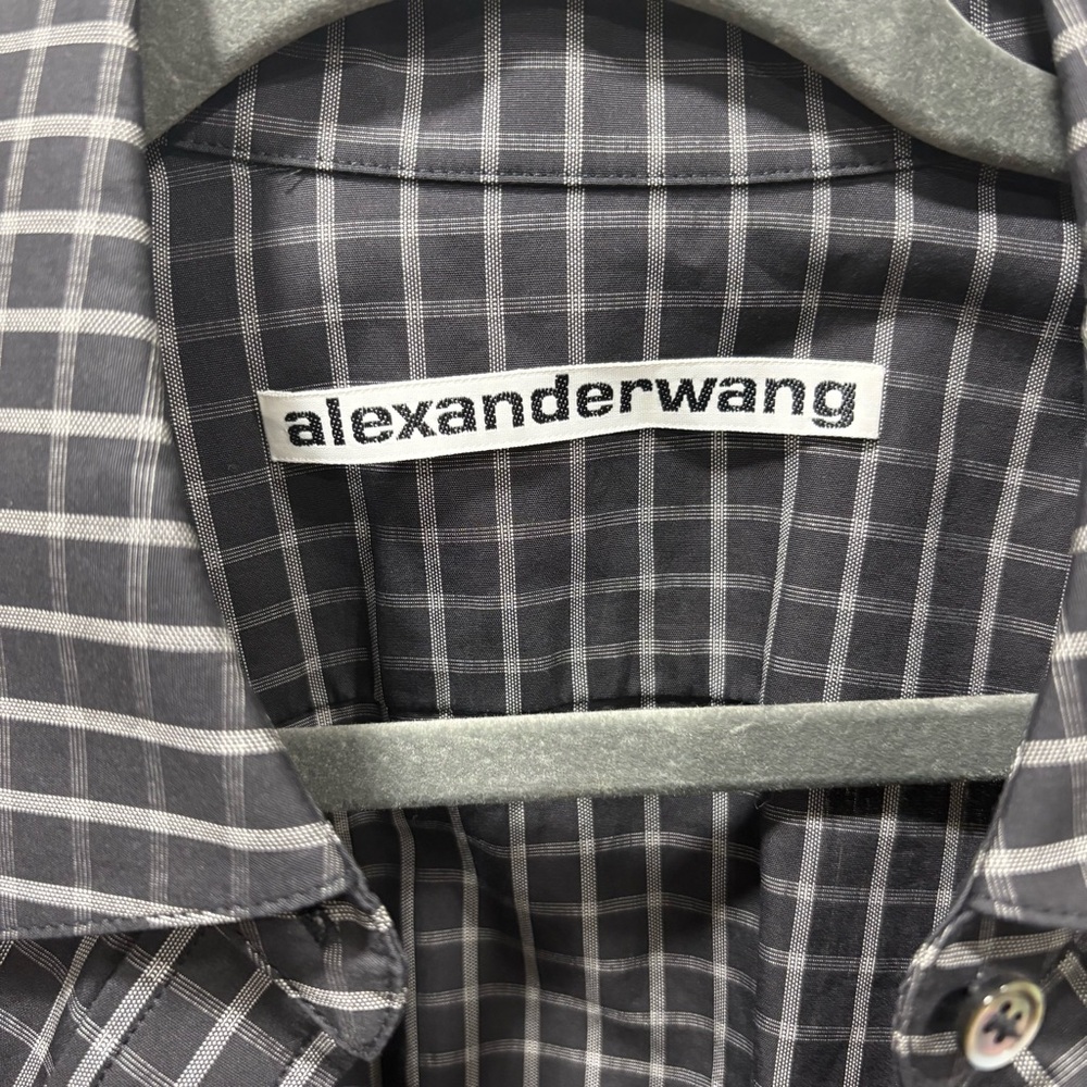 Alexander Wang UNIQUE LAYERED TIE-FRONT CHECKED POPLIN SHIRT - Picture 7 of 7